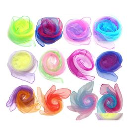 Scarves 60X60Cm Gradient Color Dance Band Scarf Magic Square Jling Nylon Tricks Performance Props Accessory Rhythm For Kids Drop Del Otygh