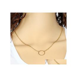 Pendant Necklaces The Bohemia Circle Unique Charming Bar Lariat Necklace Women Gift Sier Gold Plated Chain Long Drop Delivery Jewelr Otz3T