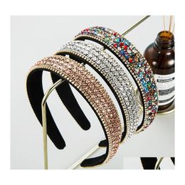 Headbands Baroque Style Mticolor Shiny Rhinestone Hairband Crystal Headband Women Wedding Hair Hoop Accessories Ornaments Drop Deliv Otils