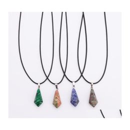 Pendant Necklaces Europe And America Ins Wind Natural Stone Vertebral Necklace Sweater Chain Accessories Creative Crystal Jewellery Vi Dhckw