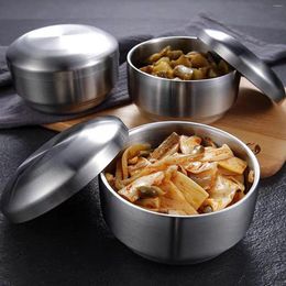 Bowls Double Layer Stainless Steel Anti-Scalding Rice Bowl With Lid Container Dishes Lunch Box