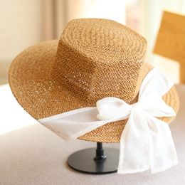 Wide Brim Hats Bowknot Hexagon Sun Hat Women's UV Protection Straw Girl Summer Outdoor Leisure Top