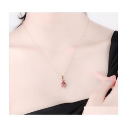 Pendant Necklaces Ruby Pendants Vintage Fine Chic Wedding Engagement Necklace Bijouterie Imitation 925 Sterling Sier Vipjewel Drop D Dho4X