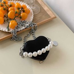 Shoulder Bags Love Pearl Chain Mini Waist Bag Korean Version Small Decorated with One Shoulder Messenger Belt