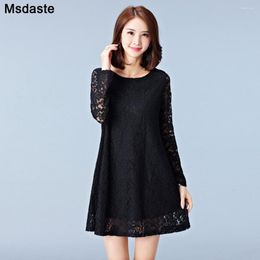 Casual Dresses Women Lace Sleeve Plus Size Loose Womens Woman Dress Female Big Ladies Top Wear Spring Summer