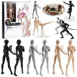 Action Toy Figures SHFiguarts Body Kun DX Set movable Figure BODY KUN / BODY CHAN Grey / Orange Colour Ver PVC Action Figure Collectible Model Toy 230203