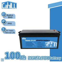 Brand New 24V 100AH Lifepo4 Battery Pack Built-in BMS Rechargeable Lithium Iron Phosphate Cell for Solar Boat RV EV Power System