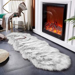 Carpet Plush Soft Sheepskin Bedroom Imitation Wool Pad Long Hair Bedside Mat Sofa Cushion White Rugs Red Living Room Fur 230204