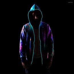 Men's Hoodies Led Colorful Luminous Men Nice Mens Women Glowing Coat Zipper Winter Sweatshirt Sudadera Hombre