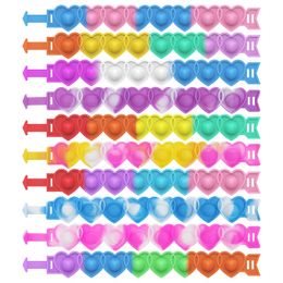 Fidget Toys Heart Bracelets Multicolord Hearts Silikon dla dzieci dorosłych Walentynki Prezenty Party Favors School Autyzm zabawki