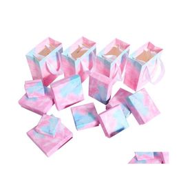 Jewellery Boxes Fashion Marble Print Diy Handmade Box Gradient Cloud Gift Packaging Paper Case Small Fresh Necklace Earrings Set Packa Ot3Kt