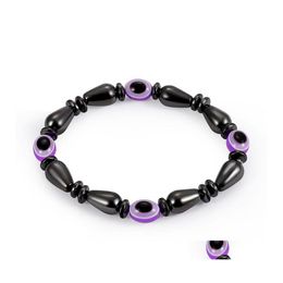 Beaded Strands Magnetic Energy Evil Eye Couple Bracelet For Men Women Power Healthy Black Gallstone Beaded Chains Bangle Jewellery Dr Oto7N