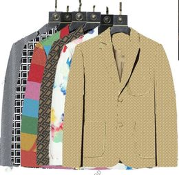 Western clothing Blazers designer autumn luxury mens outwear coat slim fit casual animal grid patchwork print Male