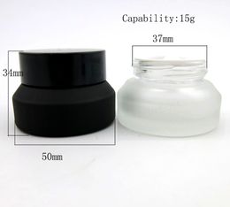 300pcs perfume bottle Matte Black Jar Skin Care Cream Jar Glass Bottle 15g 30g 50g