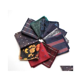 Handkerchiefs Vintage Casual Formal Suit Square Towel Handkerchief For Mens Polyester Small Pocket Towels Neck Scarf Drop Delivery F Otrmo