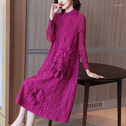 Casual Dresses Fashion Embroidered Red Dress Fall Winter Temperament Slim Mothers Wear Long Sleeve Women's Clothing LR2266