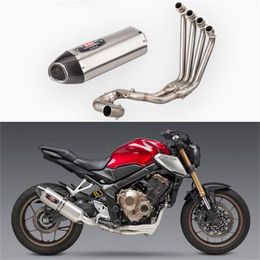 Motorcycle Exhaust System Modified CBR650R Front Section CB650R CB650F Stainless Steel Full Connecting Pipe Set 2014-2023