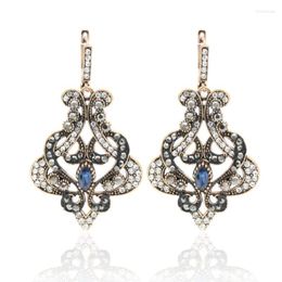 Dangle Earrings & Chandelier Vintage Turkish Women Big Flower Long Drop Hook Earring Antique Color Resin Jewelry Arabesque Patterns