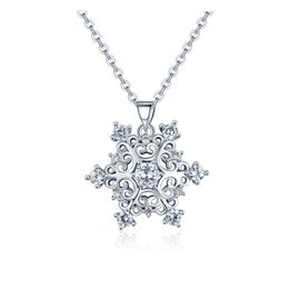 Pendant Necklaces Snowflakes Necklace With Crystal Cz Stone For Women Girls Snowflake Shining Rhinestone Snow Pendants Nanashop Drop Dhfaf