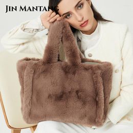 Evening Bags JIN MANTANG Luxury Large Tote Women's Bag Fashion Fuax Fur Lady Shoulder Handbags Soft Plush Warm Winter Shopper Crossbody