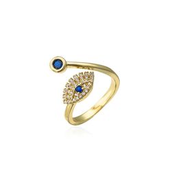 Band Rings Fashion Jewellery Evil Eye Ring Womens Inlaid Zircon Opening Adjustable Blue Eyes Drop Delivery Dhurc