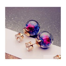 Stud Europe Fashion Jewellery Cute Glass Ball Rhinestone Flower Earrings Womens Elegant Drop Delivery Dhlup