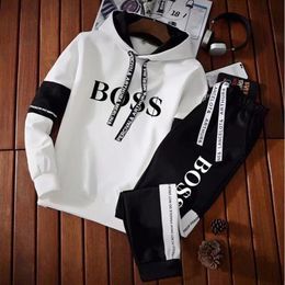 Mens Tracksuits autumn and winter mens casual sportswear padded hooded outdoor casual wear fitness wear jogging suit 230204