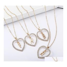 Pendant Necklaces Luxury Crystal Initial Letter For Women Hollow Love Heart 26 Alphabet Charm Gold Chains Fashion Jewellery Drop Deliv Otvn3