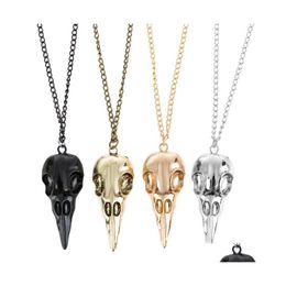 Pendant Necklaces Vintage Stereo Crow Head Skl Hip Hop Skeleton Metal Necklace For Women Men Jewellery Drop Delivery Pendants Otk4I