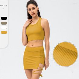 Active Sets Spring Summer Women Two-piece Yoga Set Female Sexy Tennis Skirt Skorts Golf Suit Running Gym Vest Athletic Wear Fitness Clothing