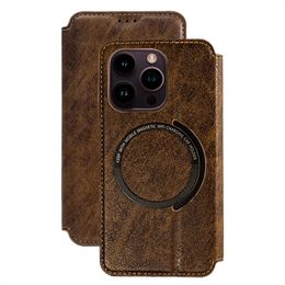 Leather Wallet Magnet Flip Cover Case Multifunctional Protection Holster Wireless Charging Phone Case for iPhone 14 13 Pro Max B241