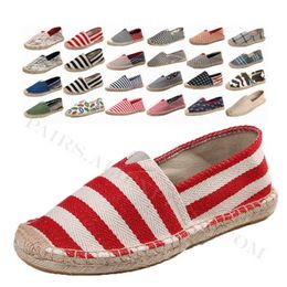 Dress Shoes Spring Autumn Womens Flat Shoes Breathable Linen Fisherman Shoes Slip-on Canvas Driving Shoes Unisex Espadrilles Stripe Loafers G230130