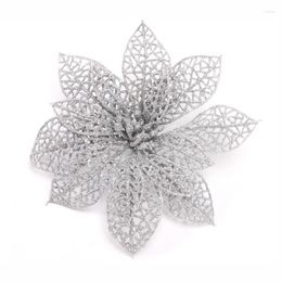 Christmas Decorations -Glitter Hollow Artificial Flowers Adornment Purple