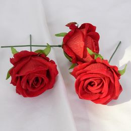 Decorative Flowers 1PC Simulation Rose Head Vase Flower Arrangement DIY Wedding Party Hall Venue Valentine's Day Gift Box Decoration