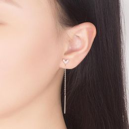 Stud Earrings Arrival Luxury Zircon Heart Fashion Long Line Love For Woman Wedding Birthday Fine Jewellery Gift