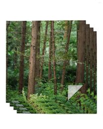 Table Napkin Green Forest 4/6/8pcs Napkins Restaurant Dinner Wedding Banquet Decor Cloth Supplies Party Decoration