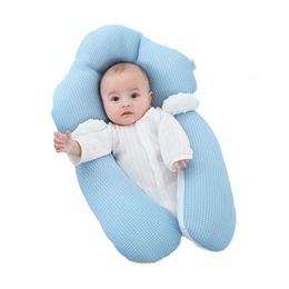 Pillows 06 Months born Baby Anti Startle Comfort Sleeping Solid Color Pillow Cotton Shaped Correction 230204