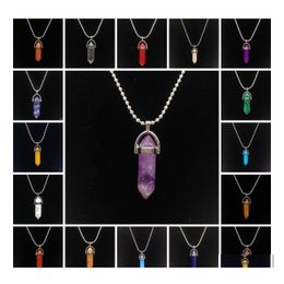 Pendant Necklaces For Women Agate Jade Gold Sier Necklace Black Crystal Quartz Healing Natural Stone Yzedibleshop Drop Delivery Jewe Dhc54