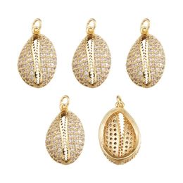 Pendant Necklaces 5pcs Brass Micro Pave Cubic Zirconia Cowriel Shell Pendants For Bracelets Necklace Jewelry Making DecorPendant