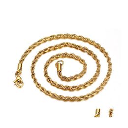 Chains M 18K Gold Plated Twisted Rope For Women Men S Choker Necklaces Jewelry In Bk 16 18 20 22 24 30 Inches Drop Delivery Pendants Otang