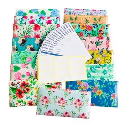 Decorative Objects Figurines Budget Cash Plastic Envelopes Pack Of 15 Pcs PVC Floral Fresh Snap Packaging For Money Saving 230204