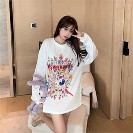 Women's T Shirts E Girl Sequins Anime Tshirt Style Clothes Fashion Graphic Harajuku Kawaii Tops For Women Cartoon Streetwear Long Sleeve