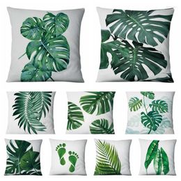 Pillow Home Decoration Sofa Throw Pillows Watercolor Leaves Printed Pillowcase Warm Green Decorative 17 17inch