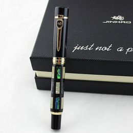 Fountain Pens With Real Sea Shell Luxury Fountain Pen roller ball pen Jinhao 650 Black 18kgp Medium 230203