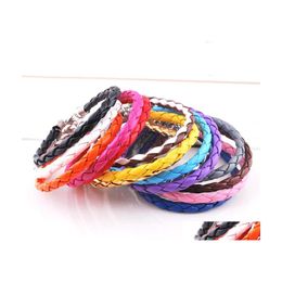 Charm Bracelets 10Pcs/Lot Pu Leather Bracelet Braided Rope Chain Wristband Fit Diy Beads Bangle For Women Men S Fashion Jewellery In B Otocy