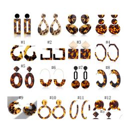 Dangle Chandelier Leopard Print Acrylic Earrings Acetic Acid Sheet Geometric Circle Square Long Drop For Women Fashion Jewelry Deli Otyxy