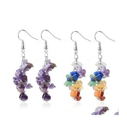 Dangle Chandelier Natural Chipped Stone Earrings Drop 7 Chakra Irregar Bead Crystal For Women Fashion Handmade Jewellery Delivery Dhubv