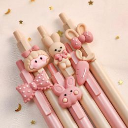 3Pcs Signing Pen Comfortable Grip Plastic Writing Fluently Bow-knot Carrot Retractable Stationery Gift