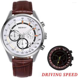 Wristwatches Super Luminous Watch For Men Quartz Sports Wristwatch Multifunction Chronograph Driving Speed Date Clock Leather Strap Man