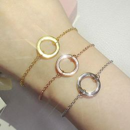 Link Bracelets Chain Korean Fashion Bracelet Women's Metal Ring Personality Jewellery Prom Party Sister Gift Valentine's Day Accessories